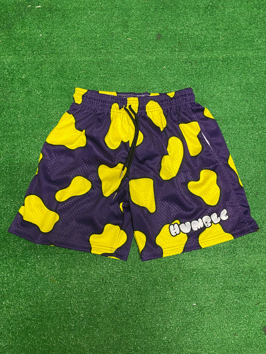 Purple and Yellow Mesh Shorts
