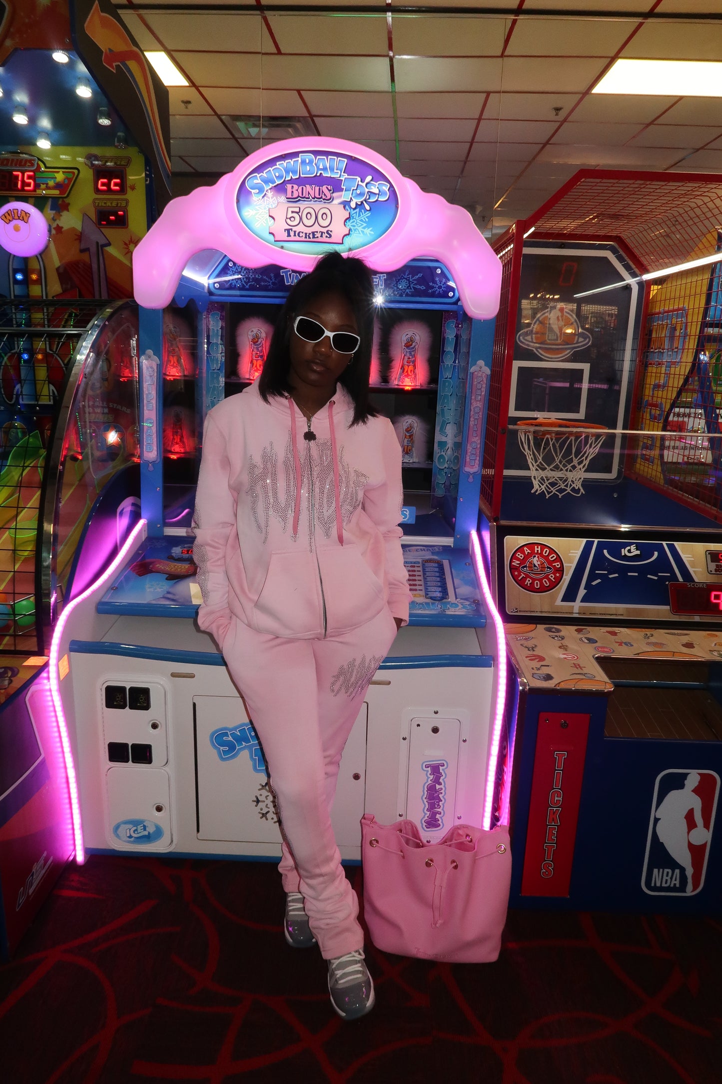 Pink Rhinestone Zip Up Hoodie