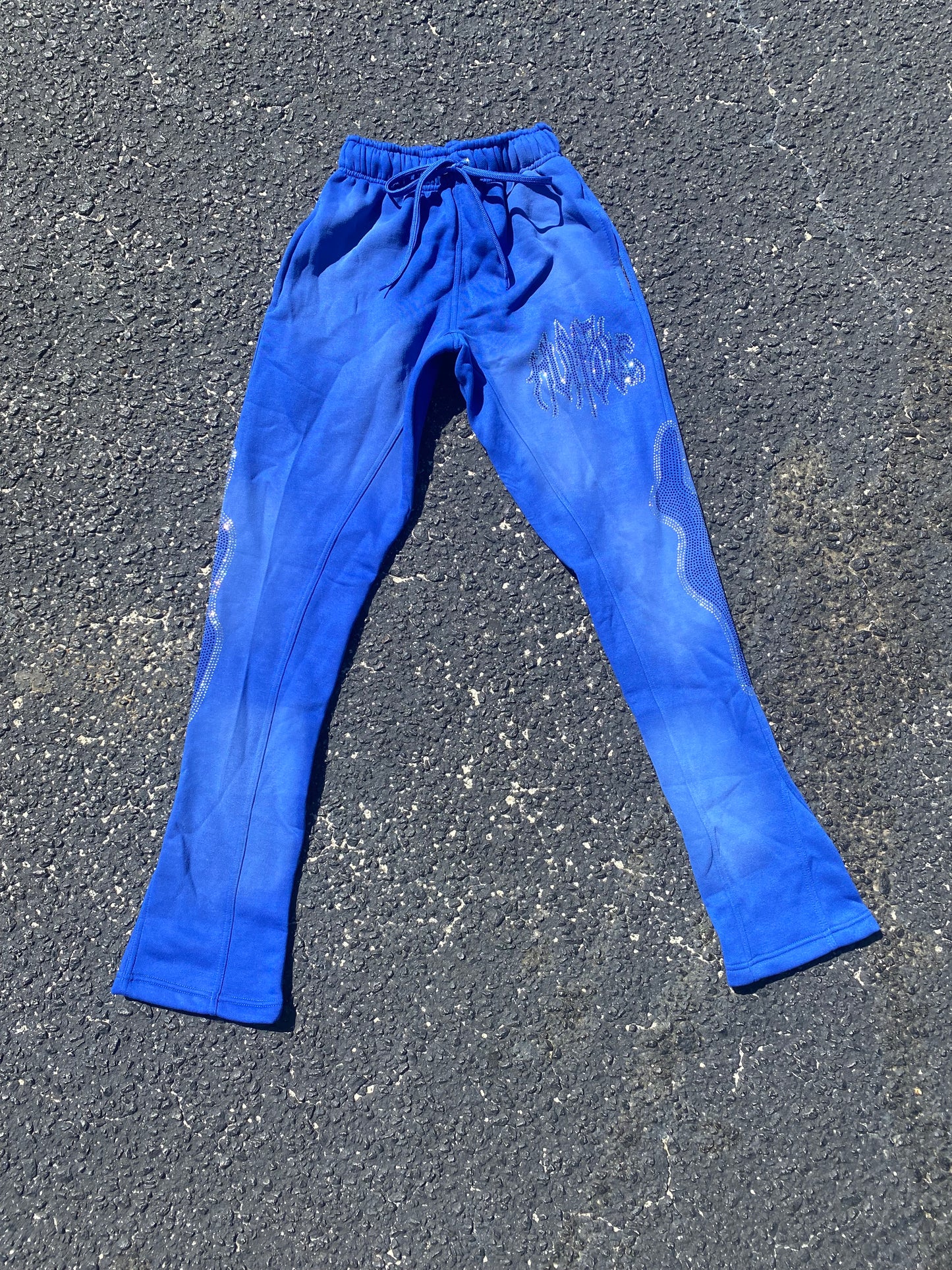 Blue Rhinestone Flare Sweats