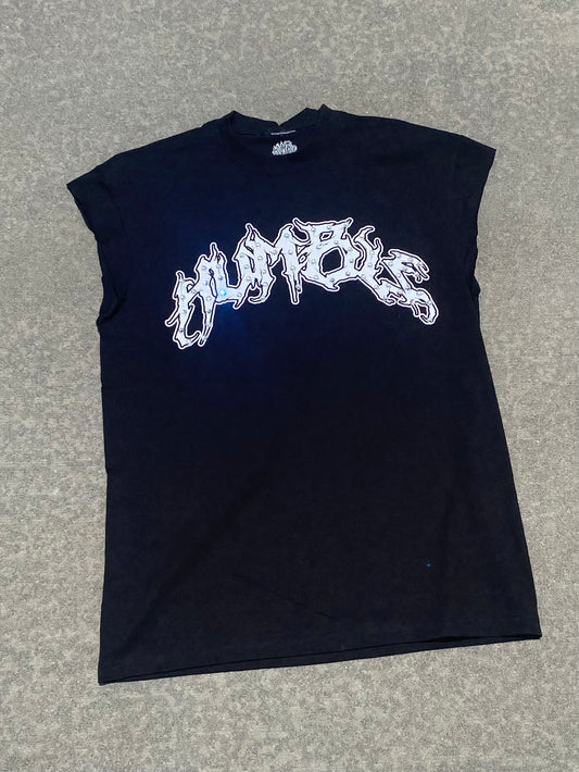 Black Rhinestone Essential Cut Off Tee