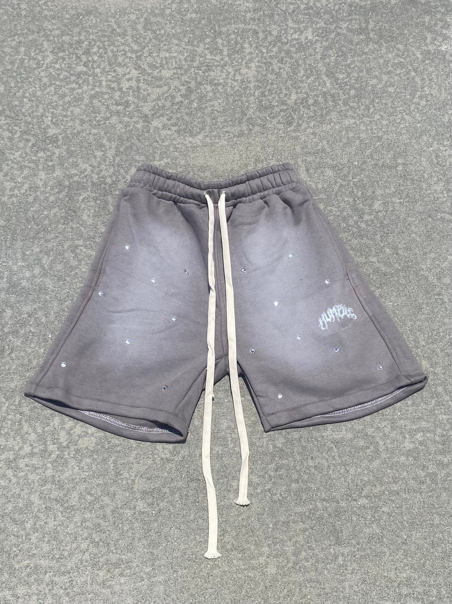 Grey Rhinestone Shorts