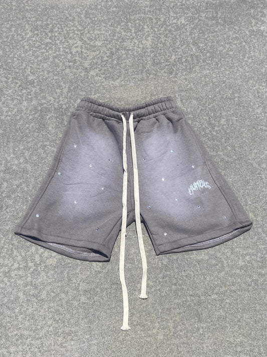Grey Rhinestone Shorts