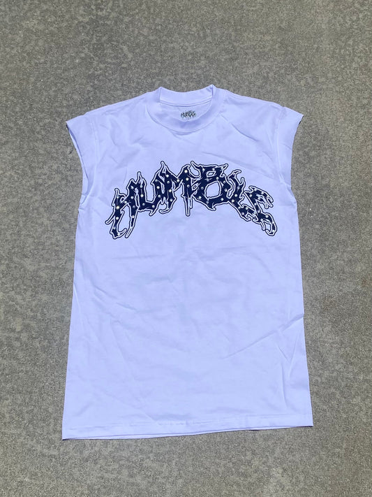 White Rhinestone Essential Cut Off Tee